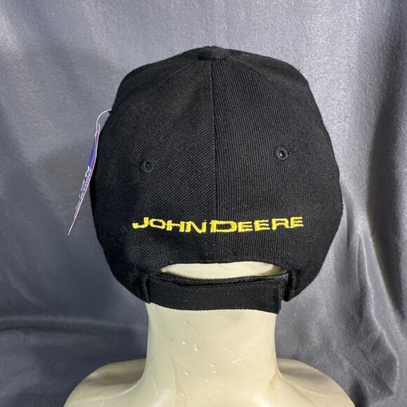 John Deere Black Hat Cap Snapback Adjustable Logo Tractor Farm New w/ Tag - Picture 3 of 8